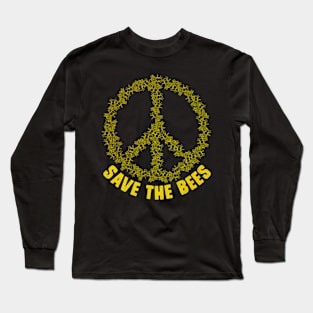 Save The Bees Peace Sign Honey Bee Long Sleeve T-Shirt